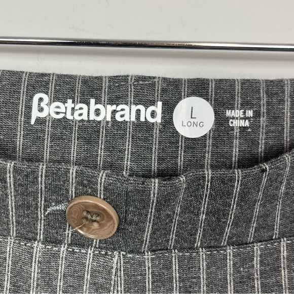BETABRAND Straight Leg Classic Dress Work Pant Yoga Pant Gray Pinstripe L Long - Picture 9 of 16